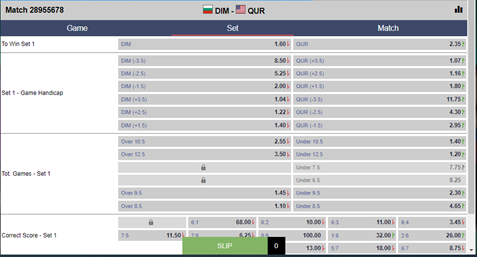  Virtual Sports Tennis. Betting Options