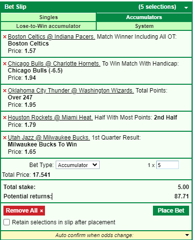 Accumulator Bets on Basketball