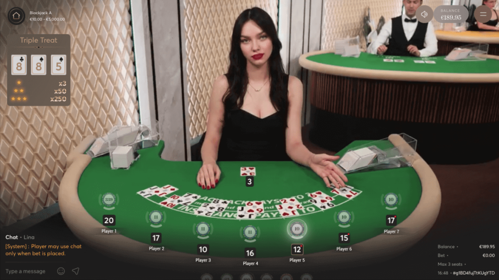 Blackjack A from Bombay Live in the Marathonbet Live Casino