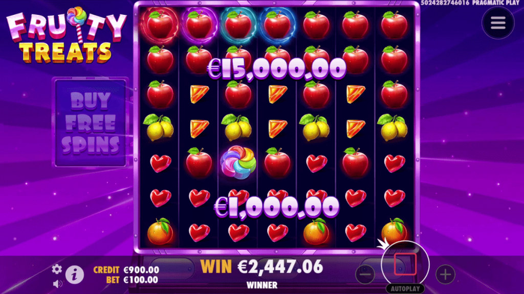 Buying Free Spins in the Fruity Treats slot game