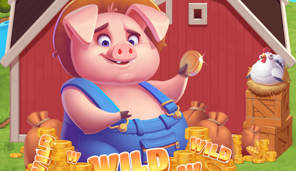 A piglet counting the money in Oink Farm 2