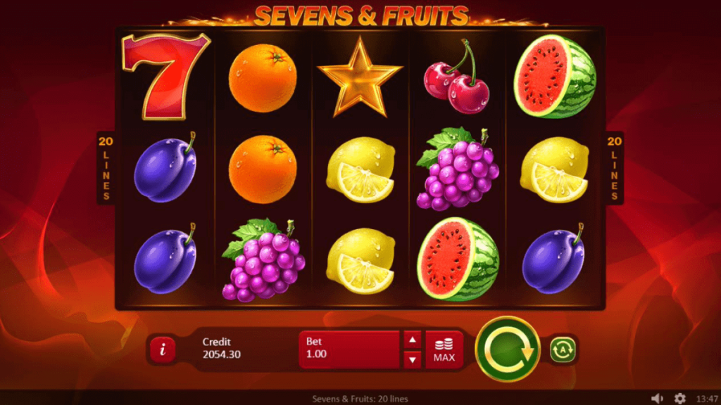 Sevens & Fruits: 20 lines slot reels