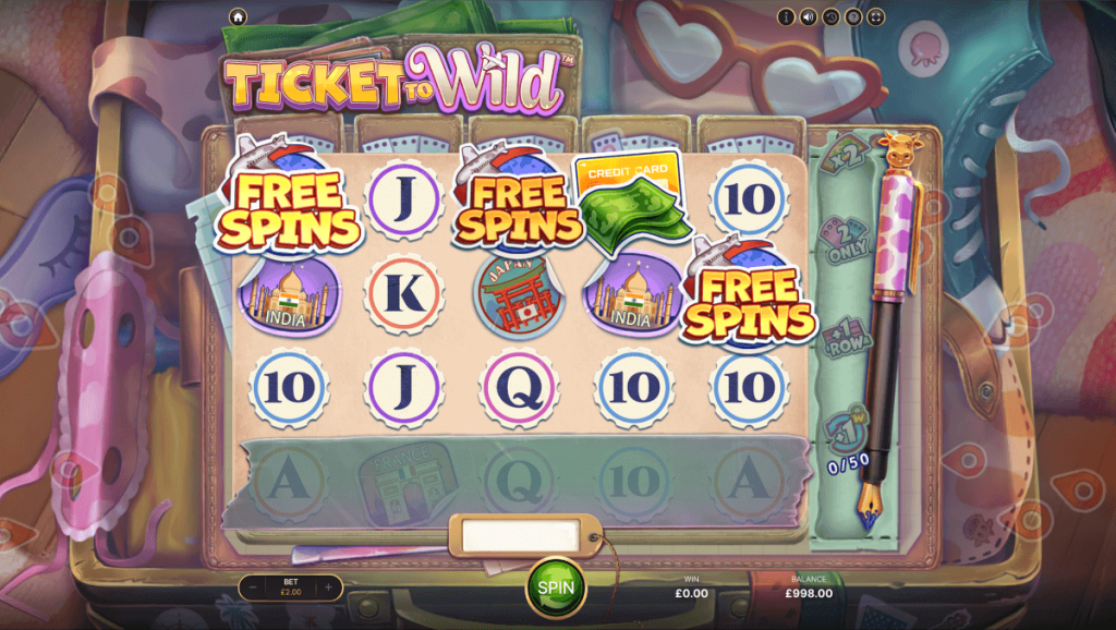 Free Spins in the Ticket to Wild slot game